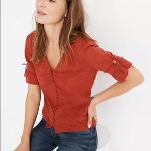 Madewell Daylight Tie-Sleeve Top in Swiss Dot